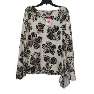 Hamilton Blouse Women's Size L Floral Long Sleeve Crew Neck